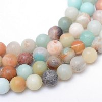 Brins de perles rondes en amazonite naturelle à fleurs, 6mm, 15 pouces — Perles à bijoux