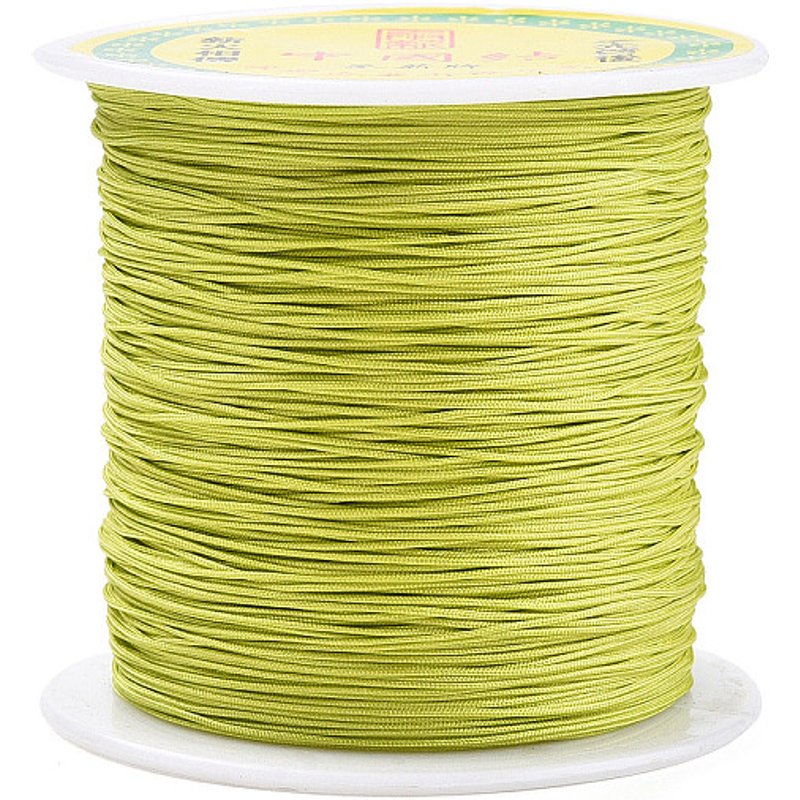 Fil en nylon tressé pour la création de bijoux, vert jaune, 0,5 mm