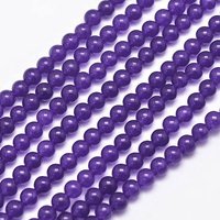 Brins de perles en jade naturel de Malaisie, teints indigo, 4mm, 92pcs — Perles à bijoux