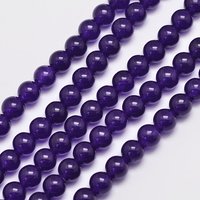 Brins de perles en jade naturel de Malaisie, teints indigo, 6mm, 15 pouces — Perles à bijoux