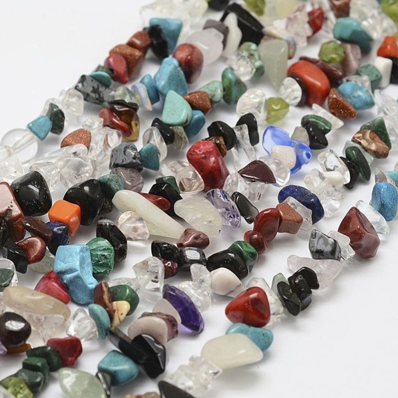 Brins de perles en pierres naturelles, couleur mixte, 31 pouces — Perles à bijoux