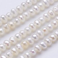 Brins de perles de culture d'eau douce naturelles, blanches, 15-15.3 pouces — Perles à bijoux