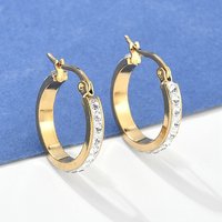 Boucles d'oreilles créoles en acier inoxydable 304 avec argile polymère et strass — Boucles d'oreilles créoles