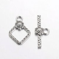 Fermoirs à bascule en alliage de style tibétain, couleur argent antique — Accessoires pour bijoux