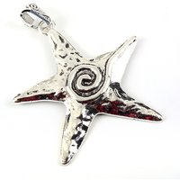 Tibetan Style Alloy Star Pendant, Antique Silver, 76x66.5mm