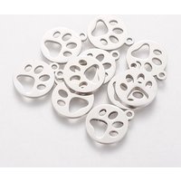 Non-Tarnish 304 Stainless Steel Flat Round Charms with Animal Claw — Charms & Pendants