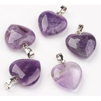 Natural Amethyst Heart Pendants with Brass Findings — Charms & Pendants