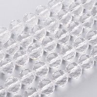 Fil de Perles en Verre, Ronde Facettée Claire, 13.5mm, 18pcs — Perles à bijoux
