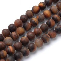 Natural Tiger Eye Round Bead Strands, Frosted Style, 4-4.5mm — Jewelry Beads