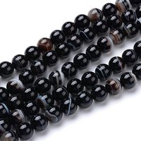 Fils de perles d'agate noire naturelle, teints et chauffés, 8mm, 50pcs