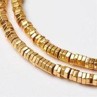 Brins de perles en hématite synthétique non magnétique, hexagonaux, plaqués or — Perles à bijoux