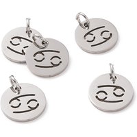 Non-Tarnish 304 Stainless Steel Flat Round Zodiac Charm - Cancer