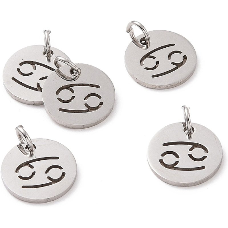Charm en Acier Inoxydable 304 Non-Oxydable Rond Plat - Cancer — Breloques et pendentifs