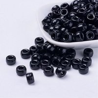 Perles Européennes Opaques en Acrylique, Baril, Noires, 9x6mm, 1900pcs — Perles à bijoux