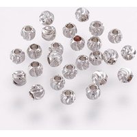 Perles Espacées en Laiton, Ronde Corrugée Plaquée, Platine, 3x2mm
