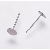 304 Stainless Steel Flat Pad Earring Settings, 12x5mm — Jewelry Findings