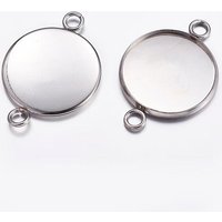 Supports de cabochon en acier inoxydable 304, ronds plats — Accessoires pour bijoux