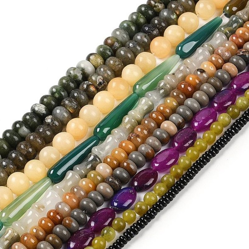 Brins de perles en pierres naturelles, formes mélangées, 14.5-15.1 pouces — Perles à bijoux