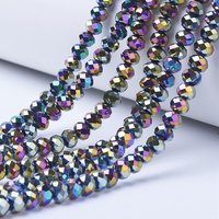 Brins de perles en verre transparent électroplaqué, multicolore, 4x3mm — Perles à bijoux