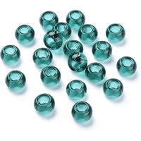 Perles Européennes en Verre, Rondelle Teal, Grand Trou 14-15x10mm — Perles à bijoux