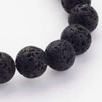 Fils de perles en lave naturelle, rondes, noires, 8mm, 15 pouces — Perles à bijoux