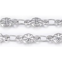 304 Stainless Steel Link Chains, Soldered, Flat Round with Flower