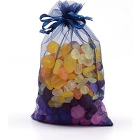Midnight Blue Organza Gift Bags with Drawstring, 12x9cm