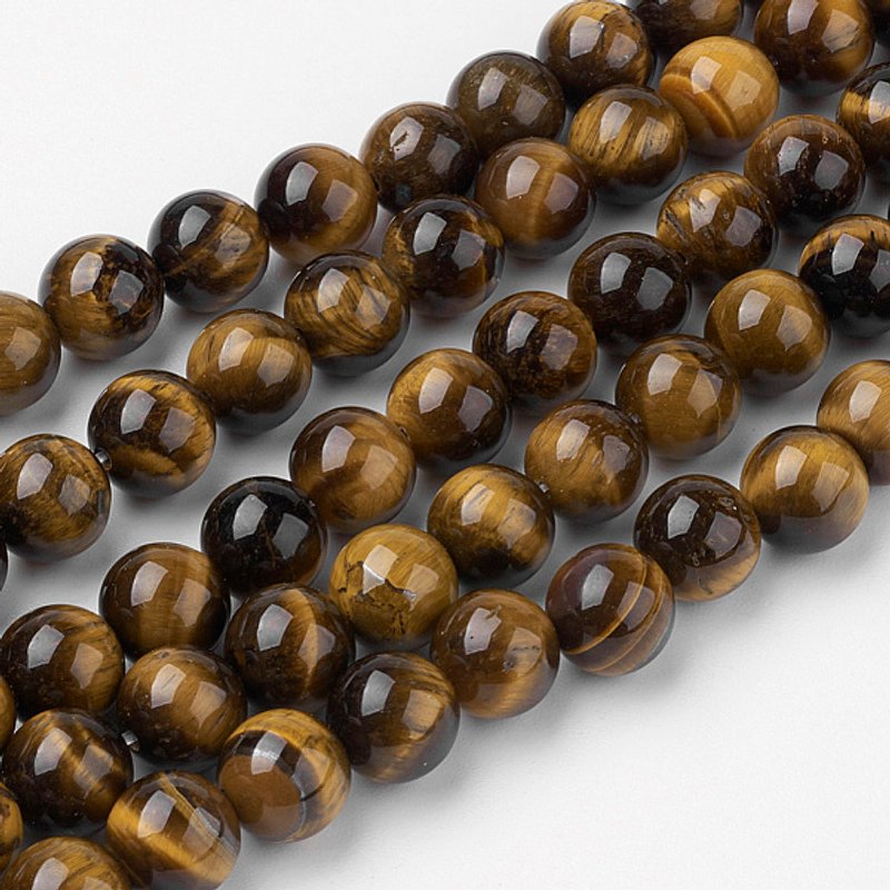 Brins de perles en œil de tigre jaune naturel, ronds, grade AB+, 8-8,5mm — Perles à bijoux