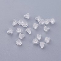 Coussins d'oreille en plastique, fermoirs à boucle d'oreille, transparents 3x4mm, trou : 0.4mm