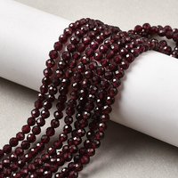 Brins de perles de grenat naturel, facettées, rondes, 4mm, 91pcs/brin — Perles à bijoux