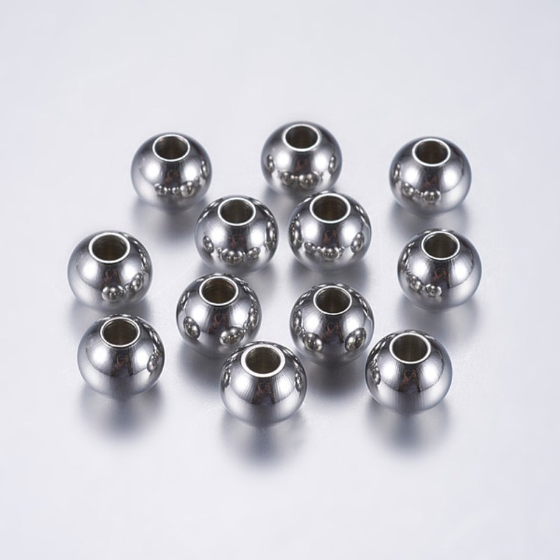 Perles rondes en acier inoxydable 202, résistantes à l'oxydation, 8mm — Perles à bijoux
