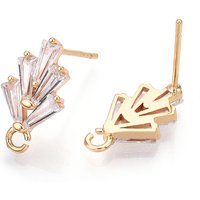 Brass Cubic Zirconia Ear Stud Findings with Loop, Nickel Free — Jewelry Findings