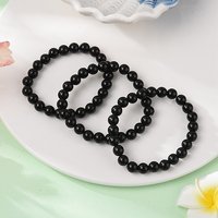 Bracelet Élastique en Obsidienne Naturelle, Rond, 2-1/8 pouces — Bracelet Femme