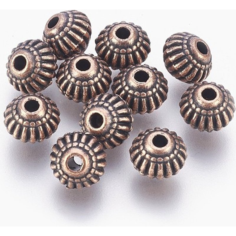 Tibetan Style Alloy Bicone Beads, Cadmium Free, Red Copper — Jewelry Beads