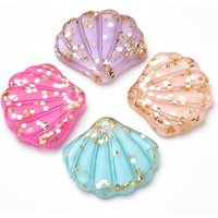 Resin Paillette Pendants, Shell, Mixed Color, 20x22x3mm — Charms & Pendants
