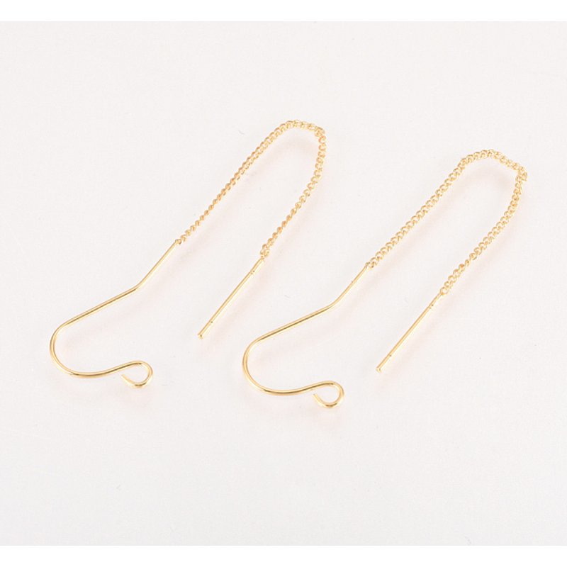 Brass Stud Earring Findings with Loop, Nickel Free, 18K Gold Plated — Jewelry Findings