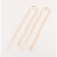 Brass Stud Earring Findings with Loop, Nickel Free, 18K Gold Plated — Jewelry Findings
