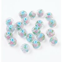 Perles en verre soufflé à la main, fleur intérieure, rondelle facettée, bleu ciel profond — Perles à bijoux
