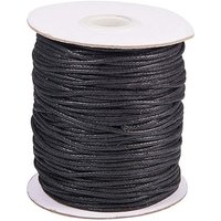 PandaHall 100 verges de fil de coton ciré noir de 1,5 mm pour la création de bijoux — Chaînes, fils et cordons