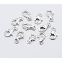 Rhodium Plated 925 Sterling Silver Lobster Claw Clasps