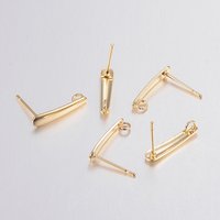304 Stainless Steel Stud Earring Findings with Loop, 18K Gold Plated — Jewelry Findings