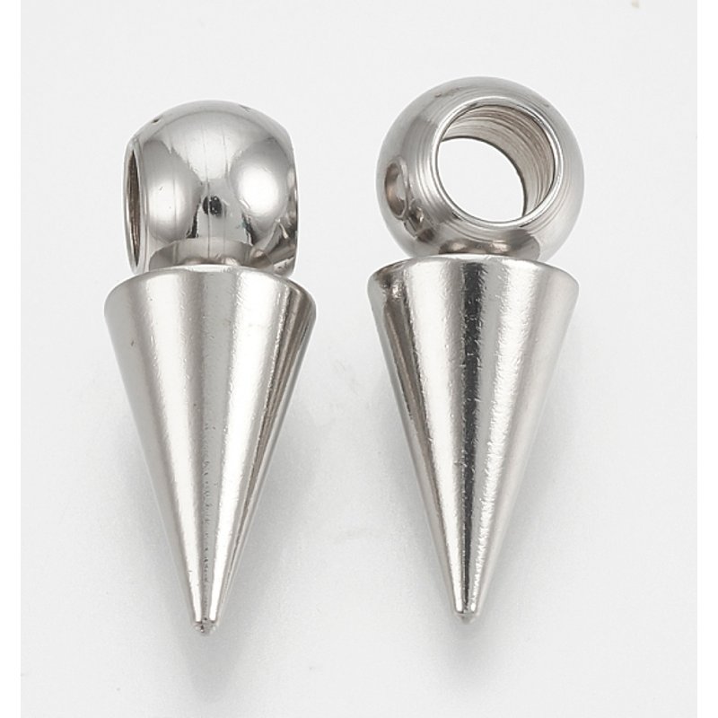 201 Stainless Steel Cone Pendants, Tarnish Resistant, 16x6mm — Charms & Pendants