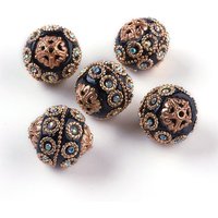 Perles rondes noires faites à la main d'Indonésie avec attaches en métal — Perles à bijoux