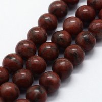 Fils de perles de jaspe sésame/kiwi naturel, 8mm, 47pcs — Perles à bijoux