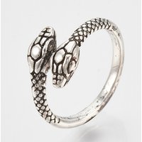Bague Ajustable en Argent Antique, Motif Serpent, Taille 7