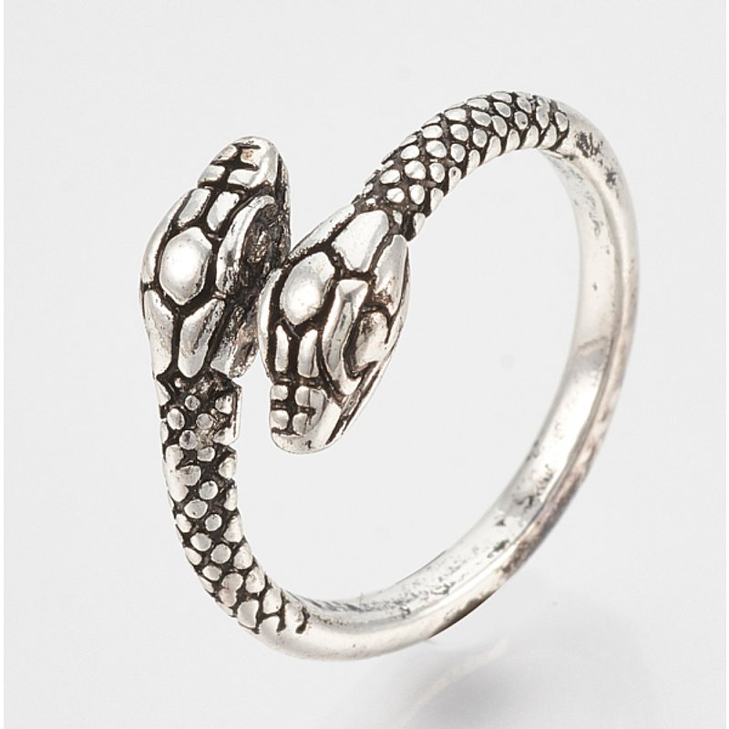 Bague Ajustable en Argent Antique, Motif Serpent, Taille 7