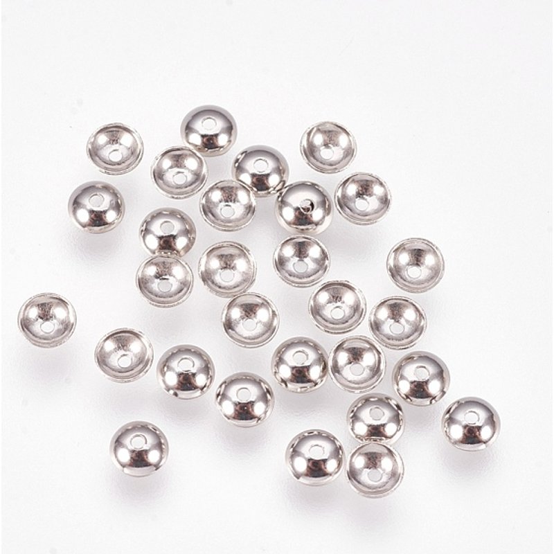 Apetalous 201 Stainless Steel Bead Caps, 4x1.5mm, Hole: 0.8mm — Jewelry Beads