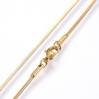 304 Stainless Steel Golden Snake Chain Necklace with Lobster Claw Clasp