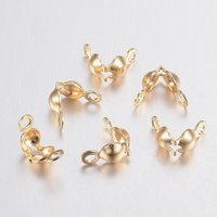 Embouts de perles en acier inoxydable 304, couvercles clamshell, dorés — Accessoires pour bijoux