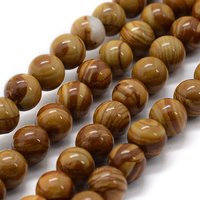 Fils de Perles en Pierre de Bois Naturel, Ronds, 6mm, 62pcs — Perles à bijoux